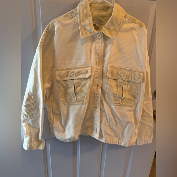 Madewell Cream Denim Jacket with Corduroy Accents - Picture 2 of 3